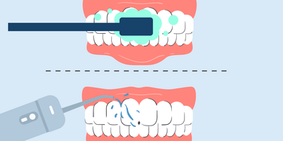 water floss before or after brushing